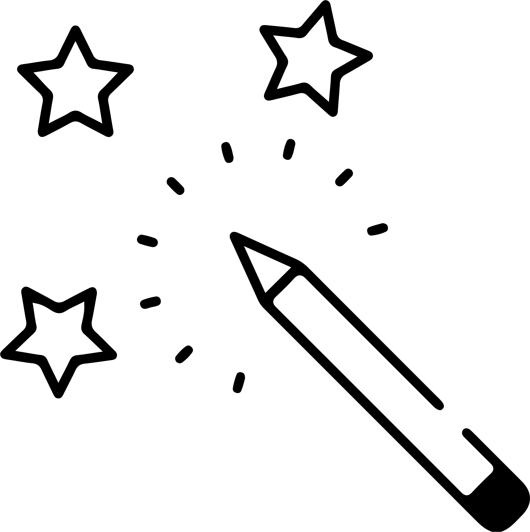 Icone représentant un crayon avec de petites étoiles