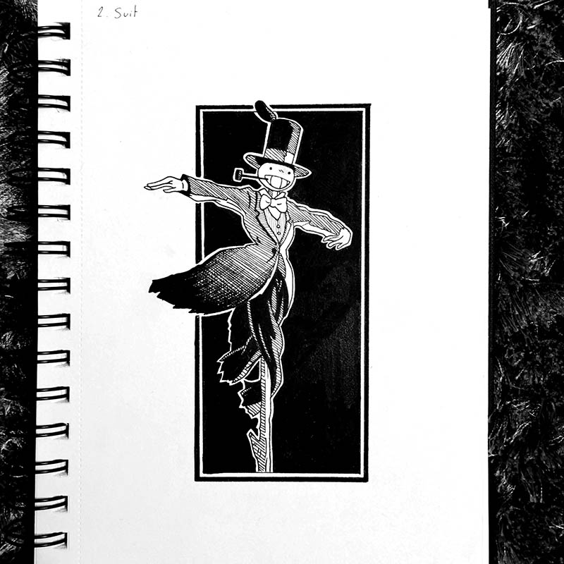 Dessin à l'encre, de Navet dans le Chateau ambulant