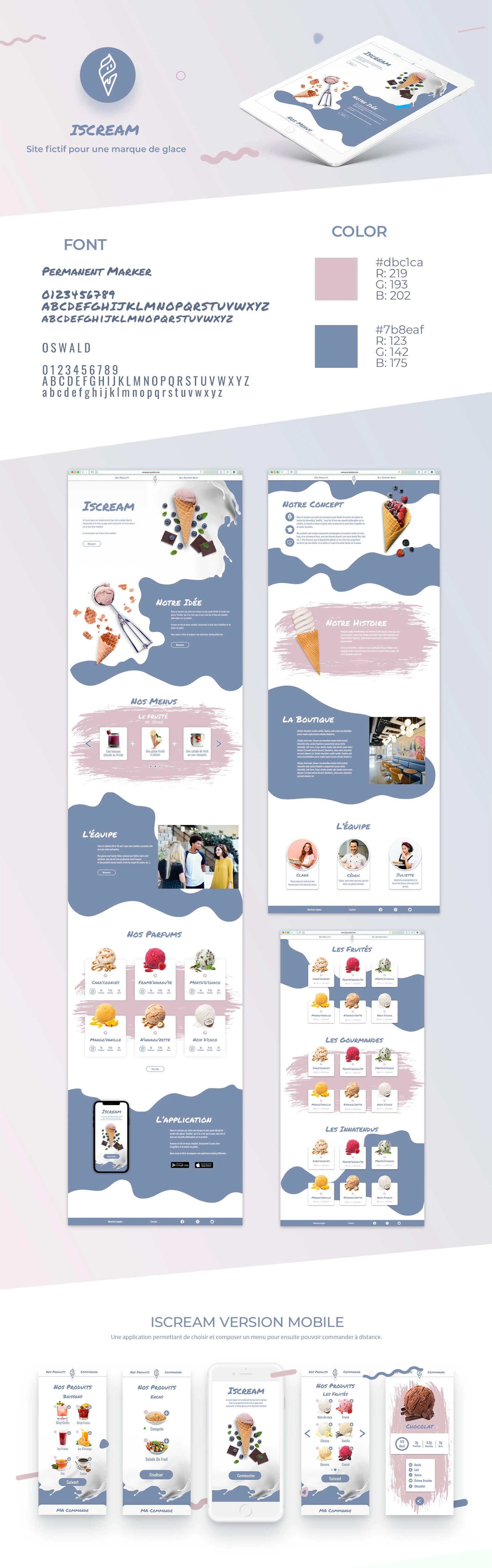 ppresentation du contexte du projet, du style guide imaginé (police, couleur), présentation de la maquette web et mobile