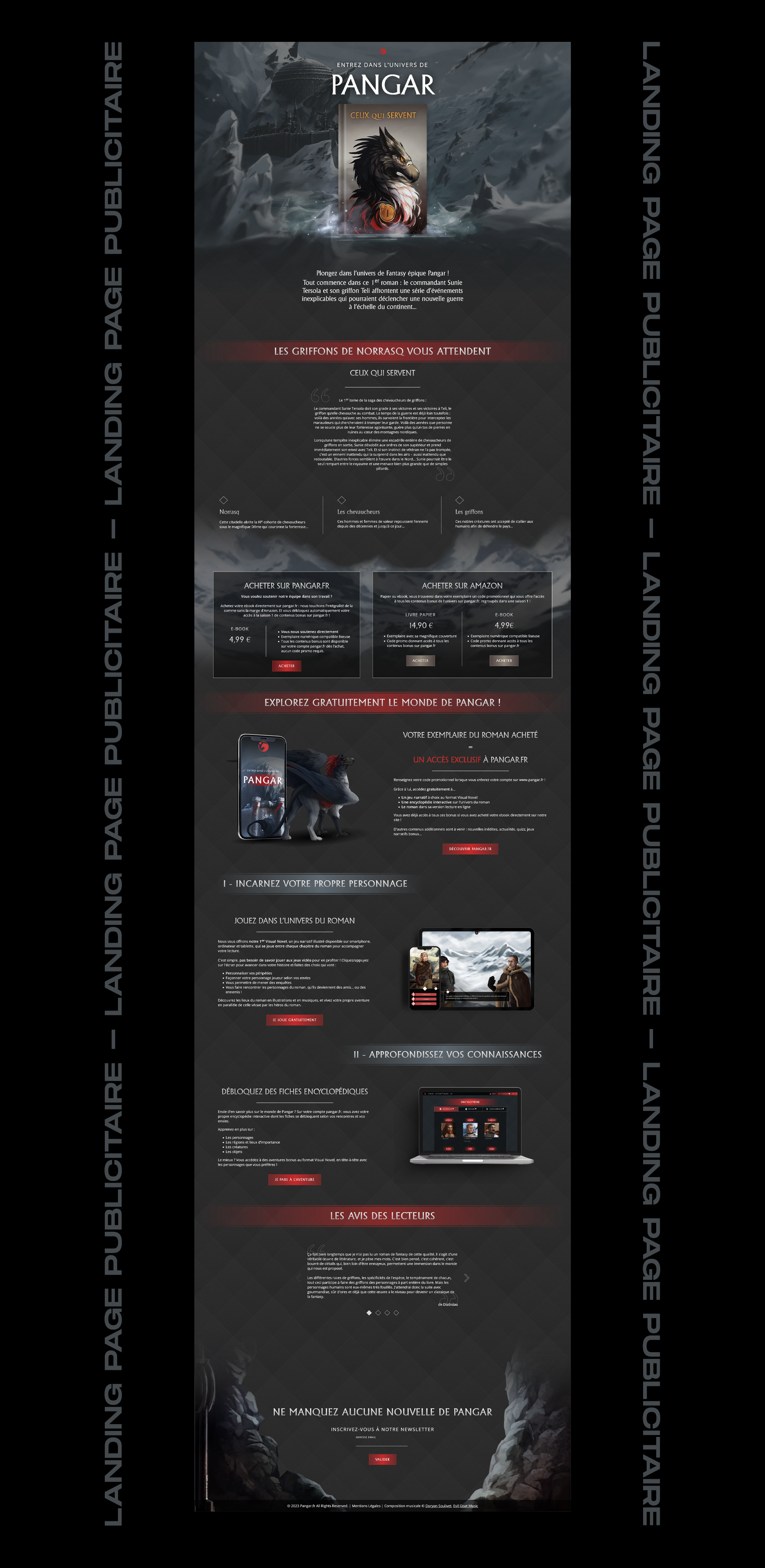 capture d'écran de la landing page publicitaire
